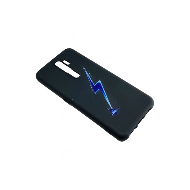 Oppo A5 2020 Mavi Şimşek desenli Siyah kapak Korumalı Kılıf