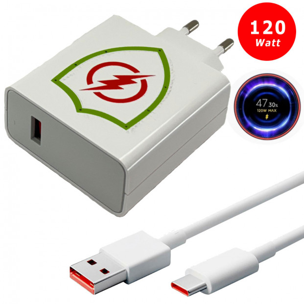 120 Watt Hızlı şarj Aleti ve USB Kablosu Turbo Şarj Yazısı Çıkar Xiaomi