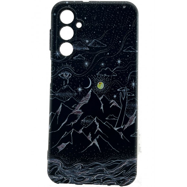 Samsung Galaxy M34 Siyah Kılıf Akşam Dolunay Manzarası Desenli Korumalı Kılıf