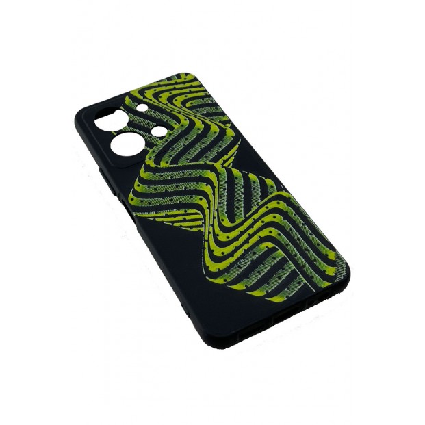 Vivo Y36 Kılıf Tasarım Siyah Manyetik Yeşil Dalga Desenli Telefon Kapağı Tam Koruma