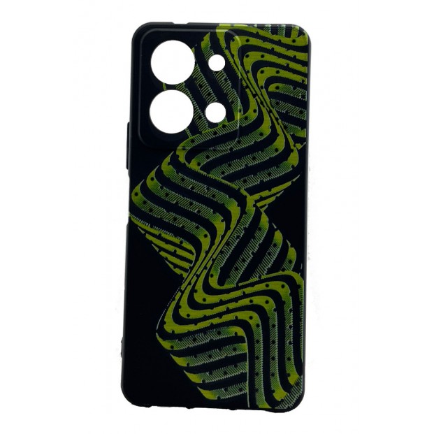 Vivo Y36 Kılıf Tasarım Siyah Manyetik Yeşil Dalga Desenli Telefon Kapağı Tam Koruma