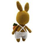 Hardal Rengi Beyaz Giysili ve Havuçlu Amigurumi Tavşan - El Örgüsü Uyku Arkadaşı - Görsel 3