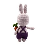 Pembe Mor Amigurumi Tavşan - Sevimli Çiçekli ve Havuçlu Hediyelik - Görsel 3