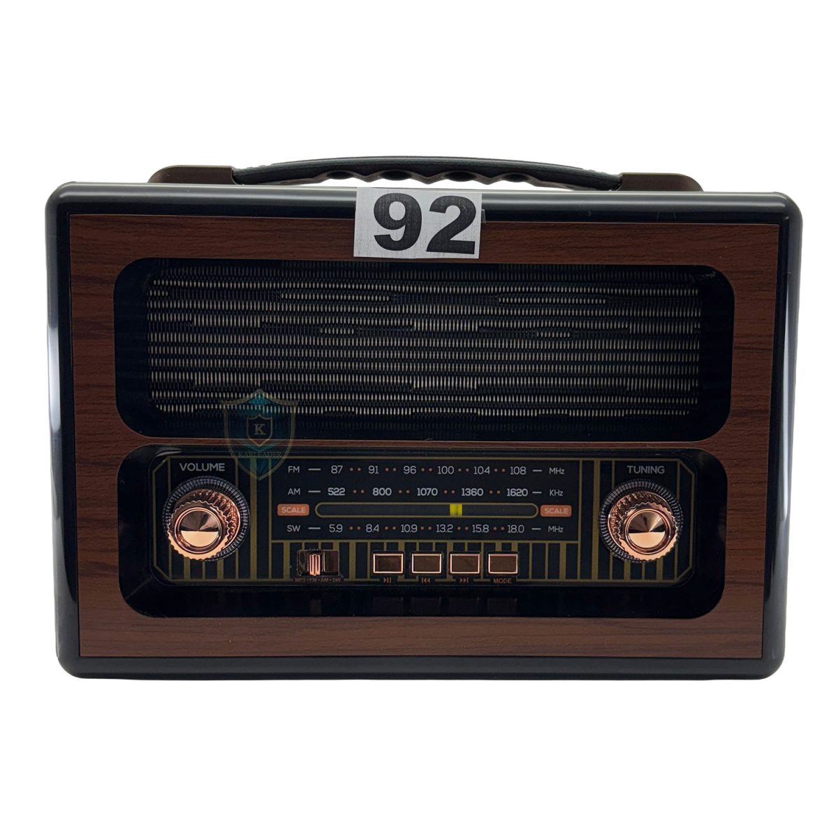 Radyo 92 Ceviz Desenli Siyah Çerçeveli Ön Görünüm