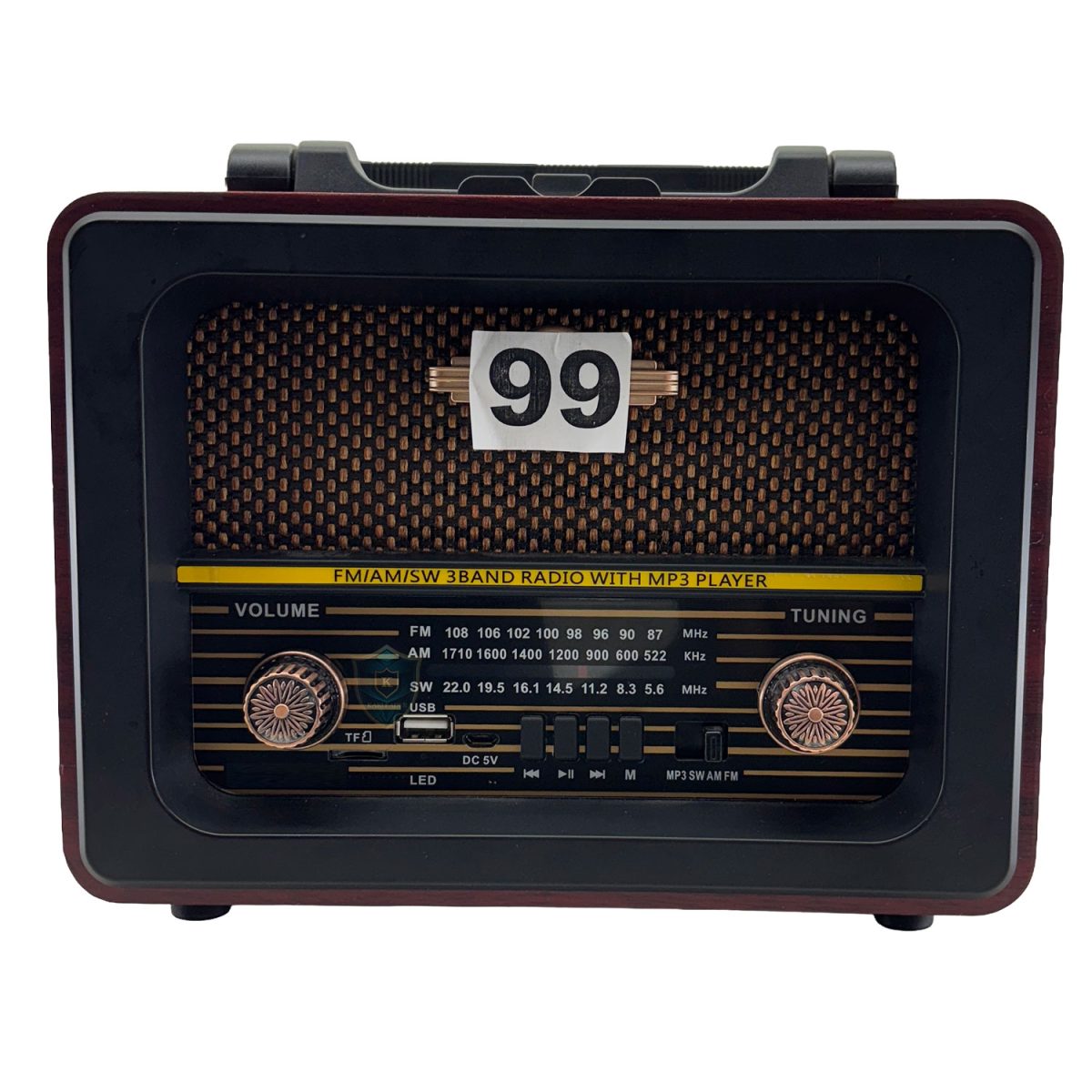 Radyo 99 Mobilya Maun Desenli Siyah Çerçeveli Ön Görünüm