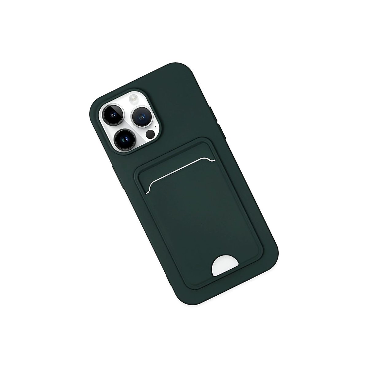 Apple iPhone 14 Pro Kılıf Kelvin Kartvizitli Silikon - Koyu Yeşil - Görsel 2