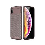 Apple iPhone XS Max Kılıf Auto Focus Karbon Kapak - Kahverengi