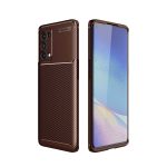 Oppo Reno 5 Pro Kılıf Auto Focus Karbon Kapak - Kahverengi