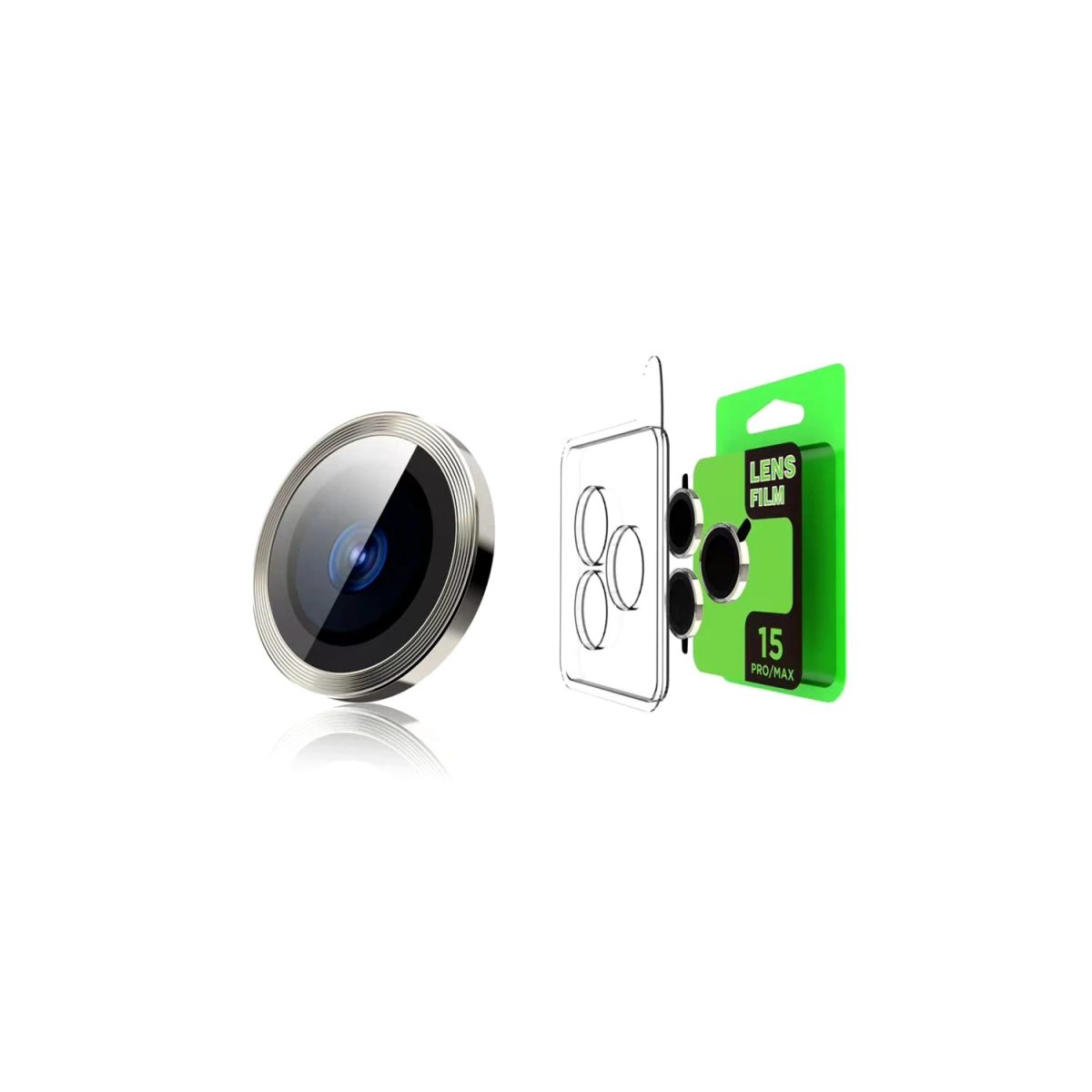 Apple iPhone 15 Pro Max Raze Metal Kamera Lens - Gümüş - Görsel 3