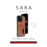 Apple iPhone 16 Pro Kılıf Sara Kartvizitli Deri Kılıf - Taba - Görsel 4