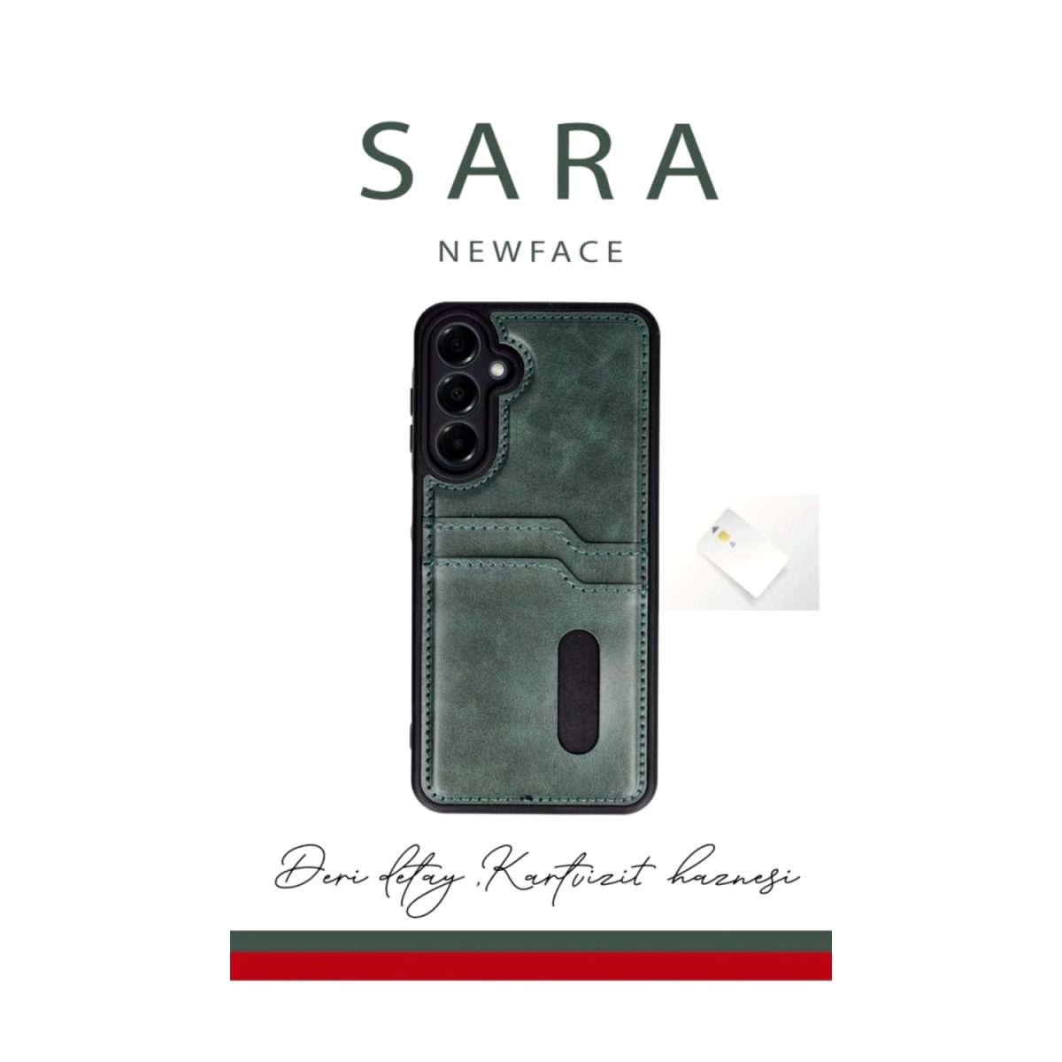 Samsung Galaxy A06 Kılıf Sara Kartvizitli Deri Kılıf - Taba - Görsel 6
