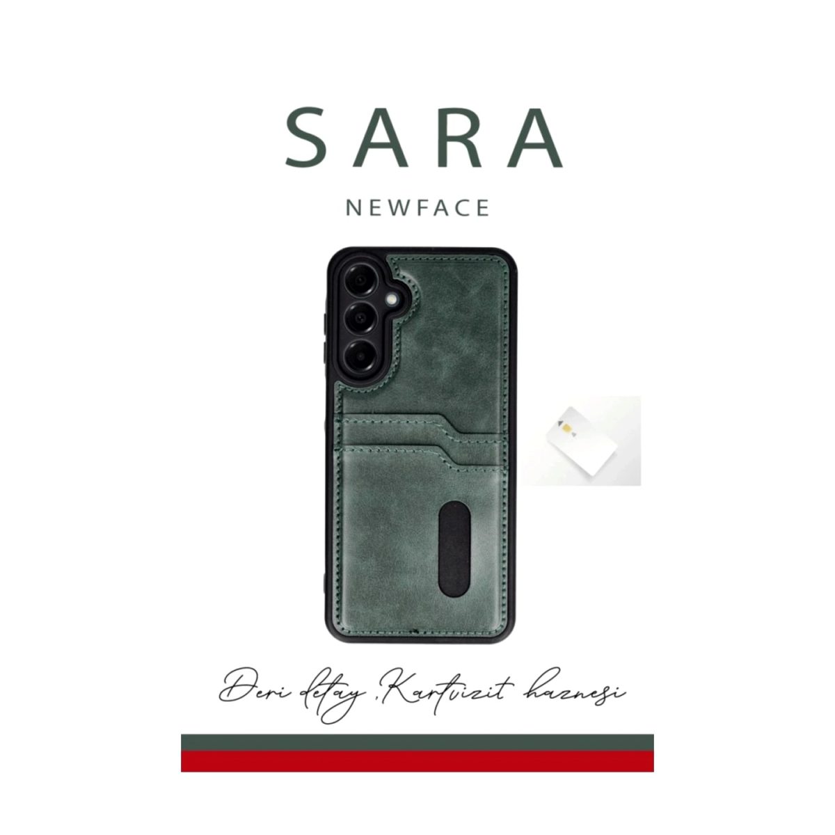 Samsung Galaxy A25 5G Kılıf Sara Kartvizitli Deri Kılıf - Taba - Görsel 9