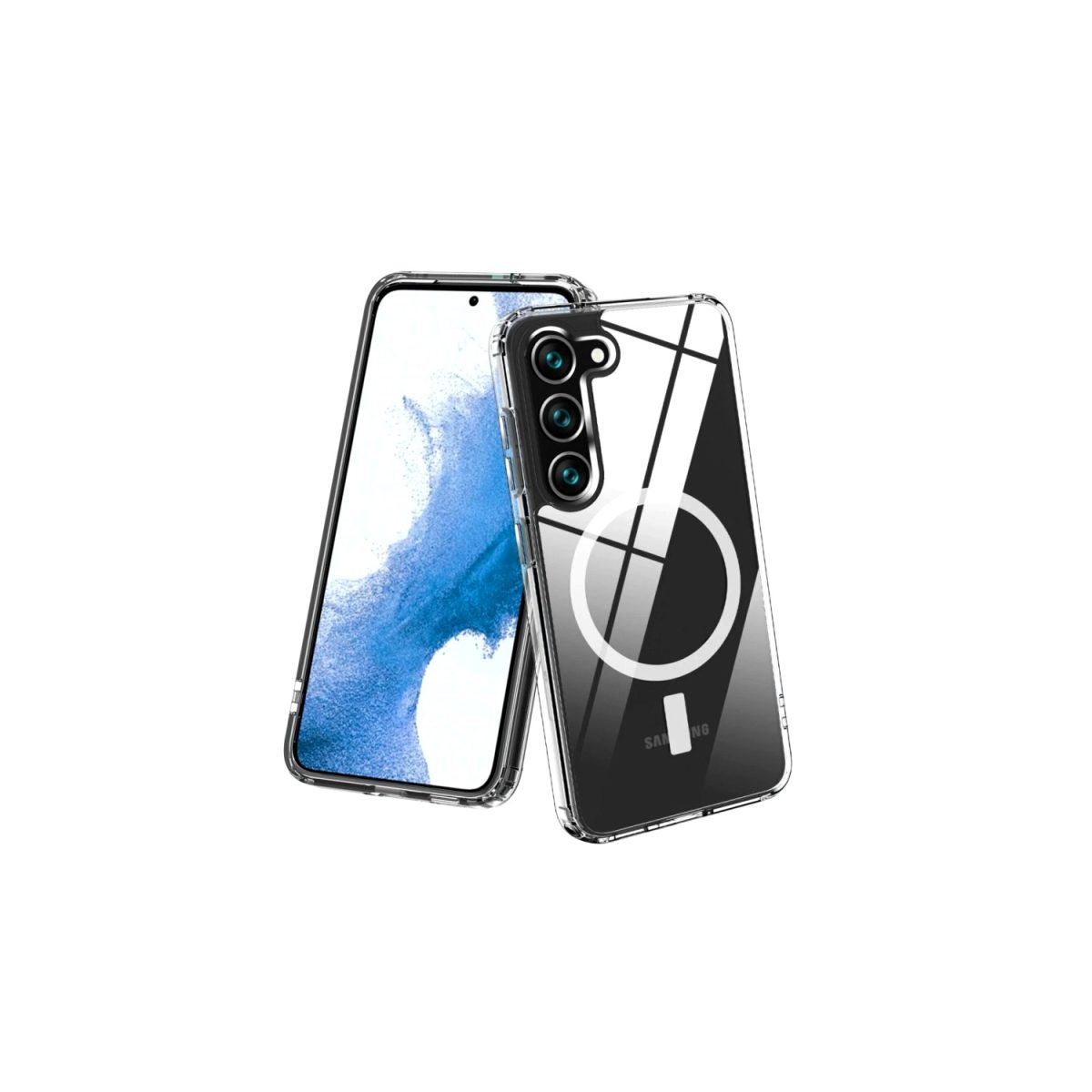 Samsung Galaxy S23 Kılıf Magneticsafe Şeffaf Silikon - Şeffaf - Görsel 3