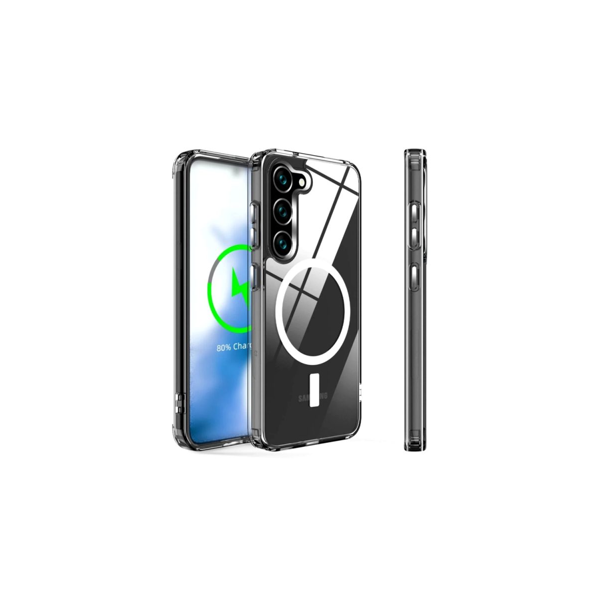 Samsung Galaxy S23 Kılıf Magneticsafe Şeffaf Silikon - Şeffaf - Görsel 4