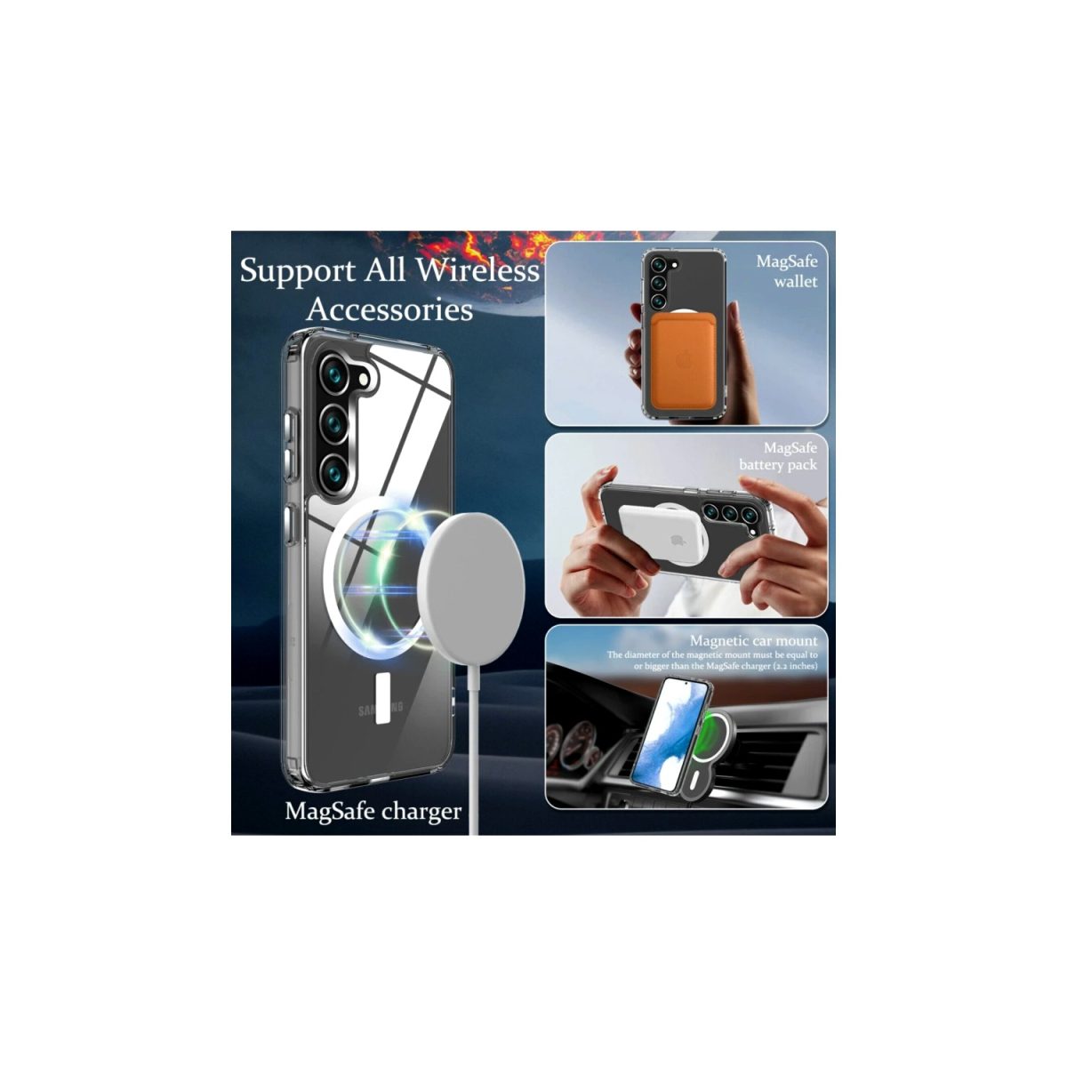 Samsung Galaxy S23 Kılıf Magneticsafe Şeffaf Silikon - Şeffaf - Görsel 6