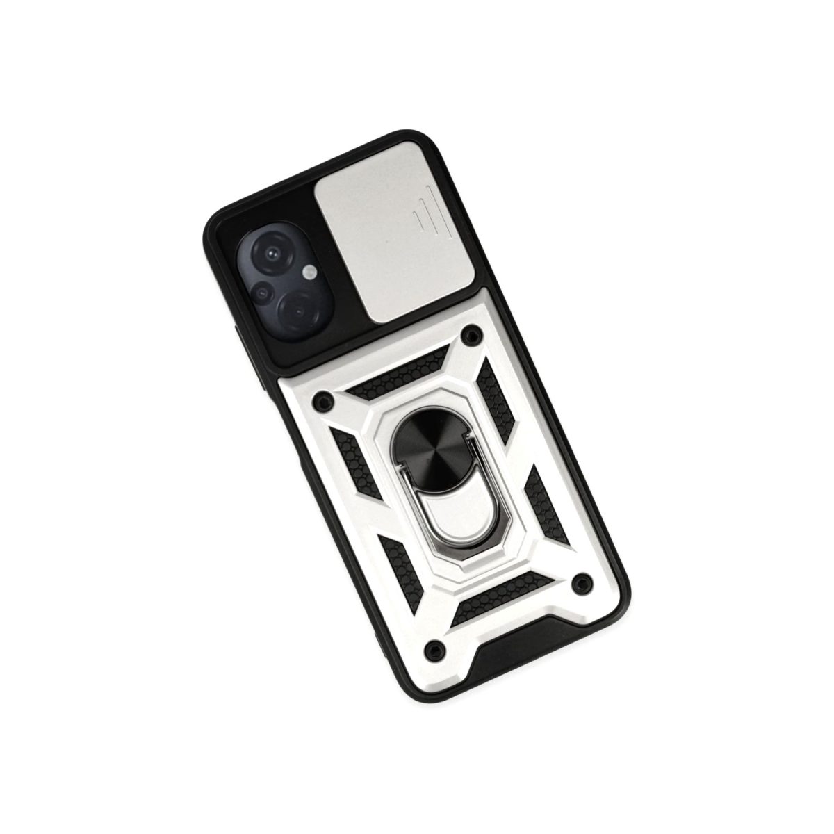 Xiaomi Poco M5 Kılıf Pars Lens Yüzüklü Silikon - Gümüş - Görsel 3