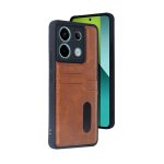 Xiaomi Redmi Note 13 Pro 5G Kılıf Sara Kartvizitli Deri Kılıf - Taba